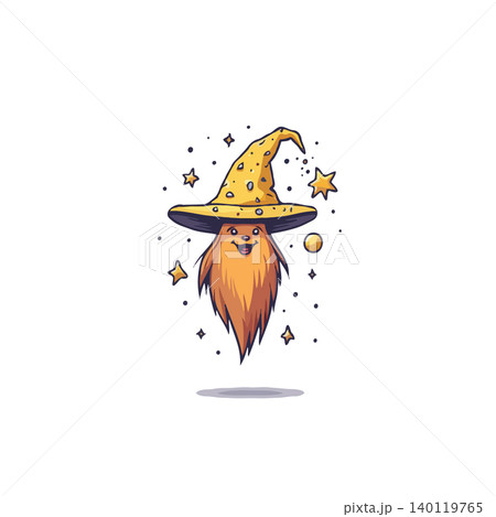 Delightful illustration of a friendly wizard character with a pointed hat, radiating a sense of wonder and joy. The playful design is set against a clean white backdrop, emphasizing the figure's Delightful illustration of a friendly wizard character with a pointed hat, radiating a sense of wonder and joy. The playful design is set against a clean white backdrop, emphasizing the figure's 140119765