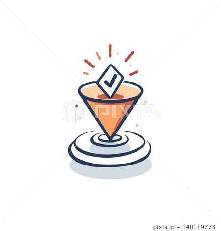 A stylized vector illustration showcasing the concept of voting. The image depicts a location pointer with a check mark, symbolizing making a choice in digital vote or election. Concentric circles A stylized vector illustration showcasing the concept of voting. The image depicts a location pointer with a check mark, symbolizing making a choice in digital vote or election. Concentric circles 140119773