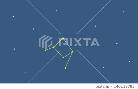星空に浮かぶてんびん座の星座線のカラーイラスト 140119793