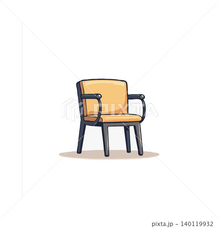 A solitary chair, elegantly crafted, stands against a pure white backdrop. With smooth armrests, a welcoming beige seat, and sturdy legs, it beckons toward serene indoor moments and provides a sense A solitary chair, elegantly crafted, stands against a pure white backdrop. With smooth armrests, a welcoming beige seat, and sturdy legs, it beckons toward serene indoor moments and provides a sense 140119932