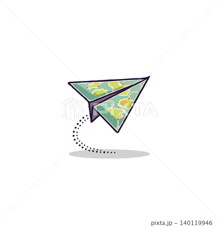 A stylized map-covered paper airplane evokes dreams of global exploration and a sense of limitless possibilities. The handcrafted design and gentle aesthetic express the joy of discovery and a A stylized map-covered paper airplane evokes dreams of global exploration and a sense of limitless possibilities. The handcrafted design and gentle aesthetic express the joy of discovery and a 140119946