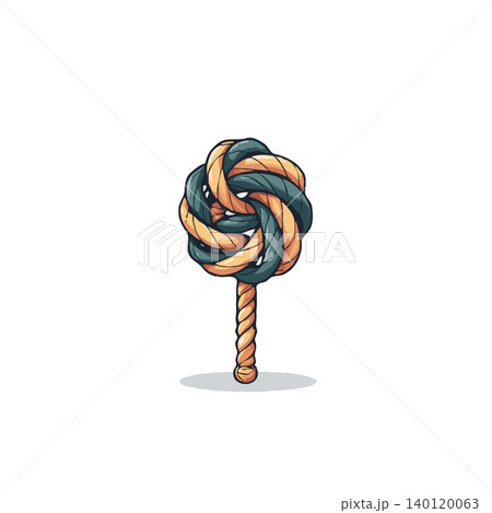 An elaborate knot, rendered in meticulous detail, resembles a stylized flower bloom, featuring intertwining ropes and cords in a symmetrical design, creating a visually engaging composition, evoking 140120063