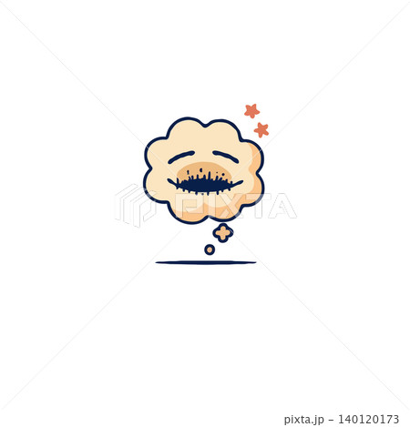 An illustration featuring a distressed face within a thought bubble, symbolizing inner turmoil and the weight of emotions. The minimalistic vector art style enhances the expressiveness, capturing 140120173