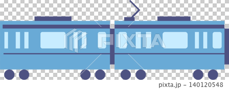 側面から見たデフォルメされた青い電車 側面から見たデフォルメされた青い電車 140120548