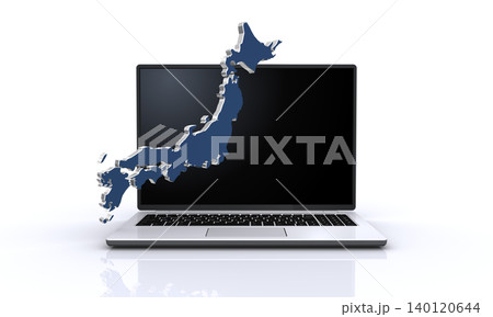 日本地図とノートパソコン 140120644