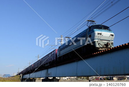 鶴見川橋梁を渡る貨物列車 140120760