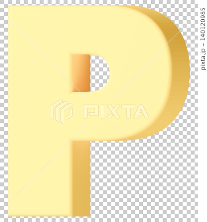 3D素材_アルファベット_P_黄色 3D素材_アルファベット_P_黄色 140120985