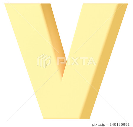 3D素材_アルファベット_V_黄色 3D素材_アルファベット_V_黄色 140120991