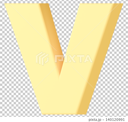 3D素材_アルファベット_V_黄色 3D素材_アルファベット_V_黄色 140120991