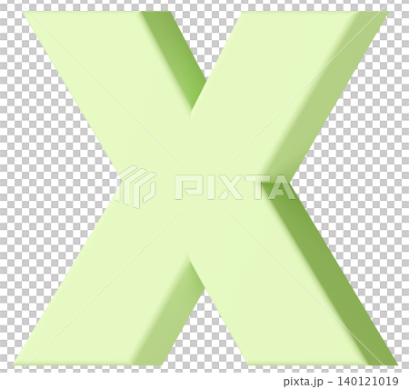 3D素材_アルファベット_X_黄緑 140121019