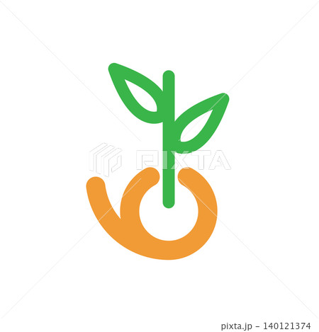 Green sprout growing on hand Green sprout growing on hand 140121374