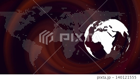 Displaying white globe showcasing Africa and Europe on studio backdrop with dotted map, copy space Displaying white globe showcasing Africa and Europe on studio backdrop with dotted map, copy space 140121555