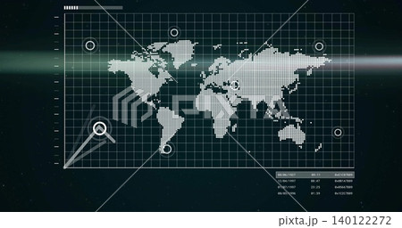 Showing console grid HUD tracking dotted pixel world map with markers, reticle sweep, datatable Showing console grid HUD tracking dotted pixel world map with markers, reticle sweep, datatable 140122272