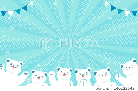 たくさんのシロクマの水色ひんやりフレーム 140122648