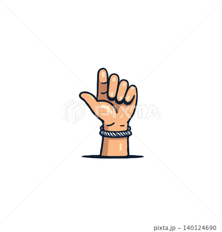 Stylized hand with a beaded bracelet points upward, conveying direction or indicating a choice. The clean lines and minimalist design make it versatile for various applications, from infographics to Stylized hand with a beaded bracelet points upward, conveying direction or indicating a choice. The clean lines and minimalist design make it versatile for various applications, from infographics to 140124690