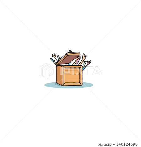 A whimsical illustration features a wooden box with hands reaching out, creating an air of mystery. The image sparks curiosity about what might be inside, suggesting themes of surprise, wonder, and A whimsical illustration features a wooden box with hands reaching out, creating an air of mystery. The image sparks curiosity about what might be inside, suggesting themes of surprise, wonder, and 140124698