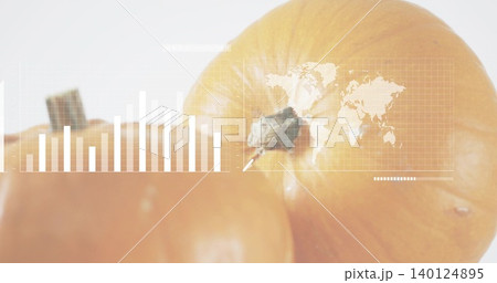 Framing large yellow-brown onion with stem and papery skin in studio, showing HUD bar chart 140124895