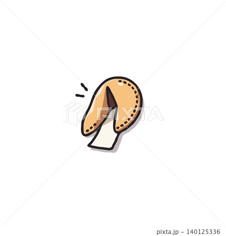 A simplistic hand-drawn illustration presents a classic fortune cookie with a slip of paper protruding. This represents anticipation and the potential for good luck, positive news, or wise counsel. A simplistic hand-drawn illustration presents a classic fortune cookie with a slip of paper protruding. This represents anticipation and the potential for good luck, positive news, or wise counsel. 140125336