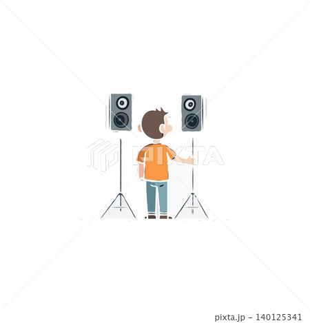 Illustration featuring a technician preparing sound equipment for an event, focusing on optimal audio quality and technical proficiency. The individual is fine-tuning the system, ensuring a seamless Illustration featuring a technician preparing sound equipment for an event, focusing on optimal audio quality and technical proficiency. The individual is fine-tuning the system, ensuring a seamless 140125341