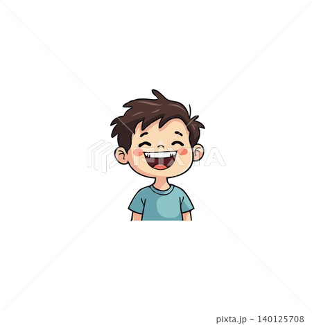 A delightful cartoon illustration of a happy young boy with an infectious smile. This image radiates cheerfulness, capturing the carefree joy of childhood. The design is playful and approachable, A delightful cartoon illustration of a happy young boy with an infectious smile. This image radiates cheerfulness, capturing the carefree joy of childhood. The design is playful and approachable, 140125708