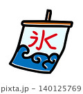 かき氷の旗の手描きイラスト素材 140125769