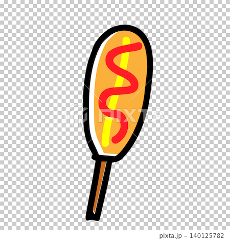 Hand-drawn illustration of a French hot dog Hand-drawn illustration of a French hot dog 140125782