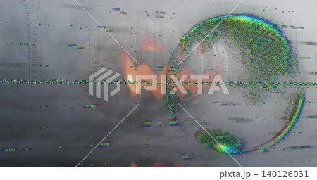 Displaying large RGB noise ring reflecting on bright scanline in corrupted display, copy space Displaying large RGB noise ring reflecting on bright scanline in corrupted display, copy space 140126031