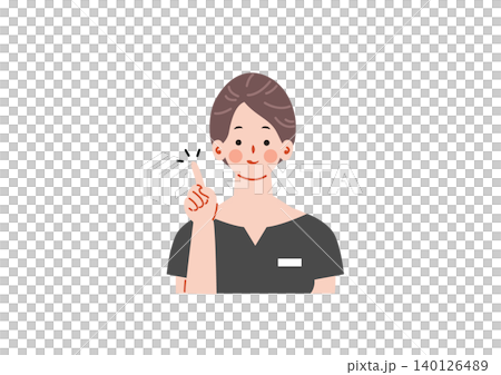 人差し指を立てて説明する美容部員の女性のイラスト 140126489