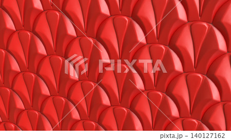 Glossy Red Scallop Wall Pattern 3d render. 140127162