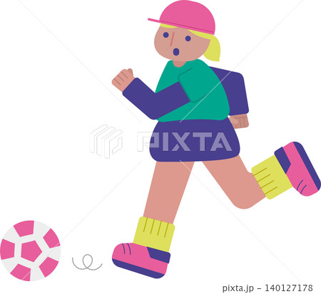 サッカーをする女の子 140127178