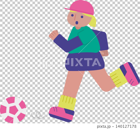 サッカーをする女の子 140127178