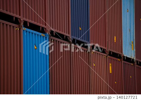 Container logistic. Cargo and shipping business. Container ship for import and export logistic. Container freight station. Logistic industry from port to port. Container at harbor for truck transport. Container logistic. Cargo and shipping business. Container ship for import and export logistic. Container freight station. Logistic industry from port to port. Container at harbor for truck transport. 140127721