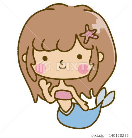 手を振っている女の子の人魚。 140128255