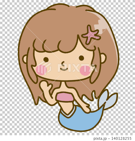 手を振っている女の子の人魚。 140128255