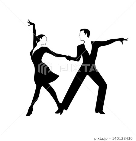社交ダンス ラテンアメリカンを踊る男女のシルエットイラスト 社交ダンス ラテンアメリカンを踊る男女のシルエットイラスト 140128430