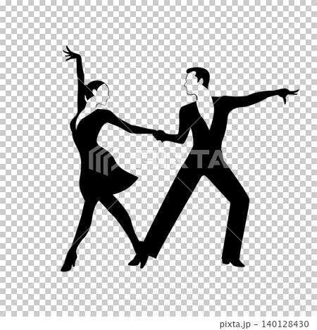 Silhouette illustration of a man and woman dancing Latin American ballroom dance. Silhouette illustration of a man and woman dancing Latin American ballroom dance. 140128430