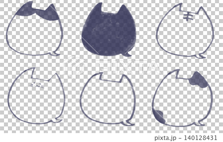 A set of cute, round cat speech bubbles drawn with softly colored markers. A set of cute, round cat speech bubbles drawn with softly colored markers. 140128431