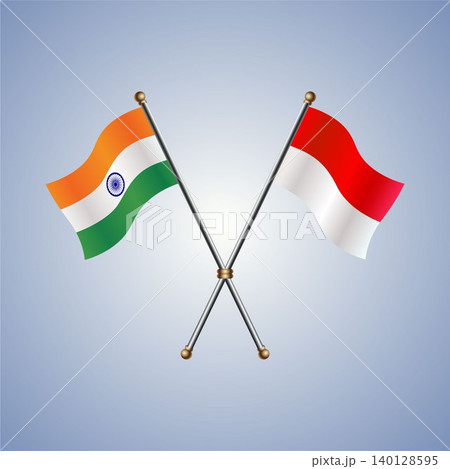 India and Indonesia flag relations. Vector Illustration India and Indonesia flag relations. Vector Illustration 140128595