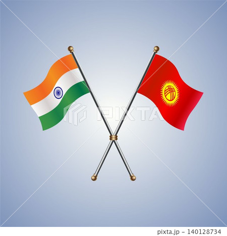 India and Kyrgyzstan flag relations. Vector Illustration India and Kyrgyzstan flag relations. Vector Illustration 140128734