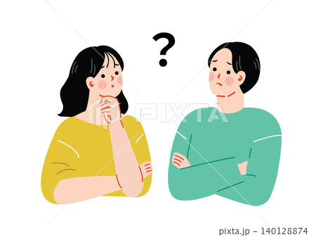 考え事をする男女のイラスト 140128874