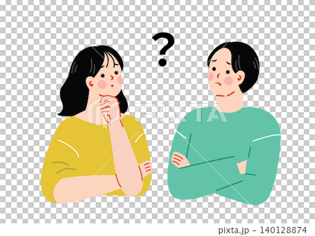 男人和女人思考的插圖 男人和女人思考的插圖 140128874