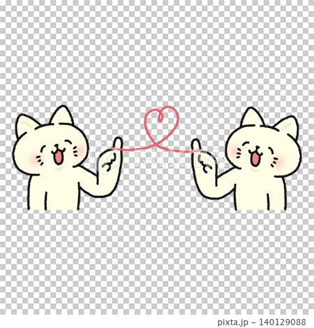 運命の赤い糸でつながったかわいいネコ 140129088