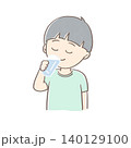 目を閉じながら水を飲む男の子のイラスト 140129100