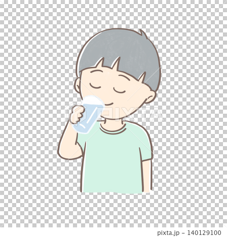 一幅男孩閉著眼睛喝水的插圖。 一幅男孩閉著眼睛喝水的插圖。 140129100