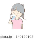 目を閉じながら水を飲む女の子のイラスト 140129102