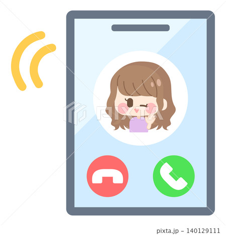 女の子から着信中の携帯電話 女の子から着信中の携帯電話 140129111