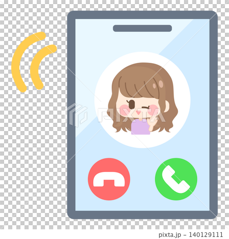 女の子から着信中の携帯電話 女の子から着信中の携帯電話 140129111