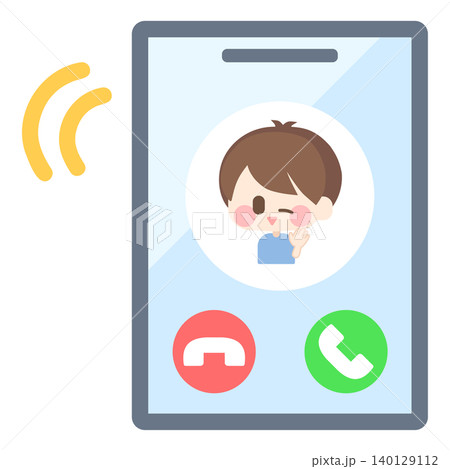 男の子から着信中の携帯電話 男の子から着信中の携帯電話 140129112