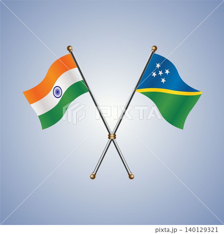 India and Solomon Islands flag relations. Vector Illustration 140129321