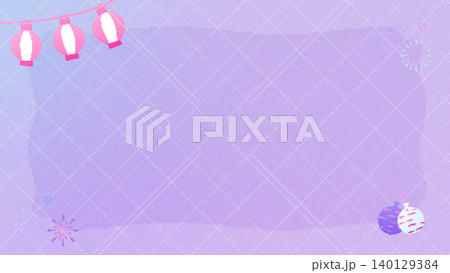 提灯と花火と水風船が彩る8bitレトロ風夏祭りフレーム背景(紫ピンク) 提灯と花火と水風船が彩る8bitレトロ風夏祭りフレーム背景(紫ピンク) 140129384